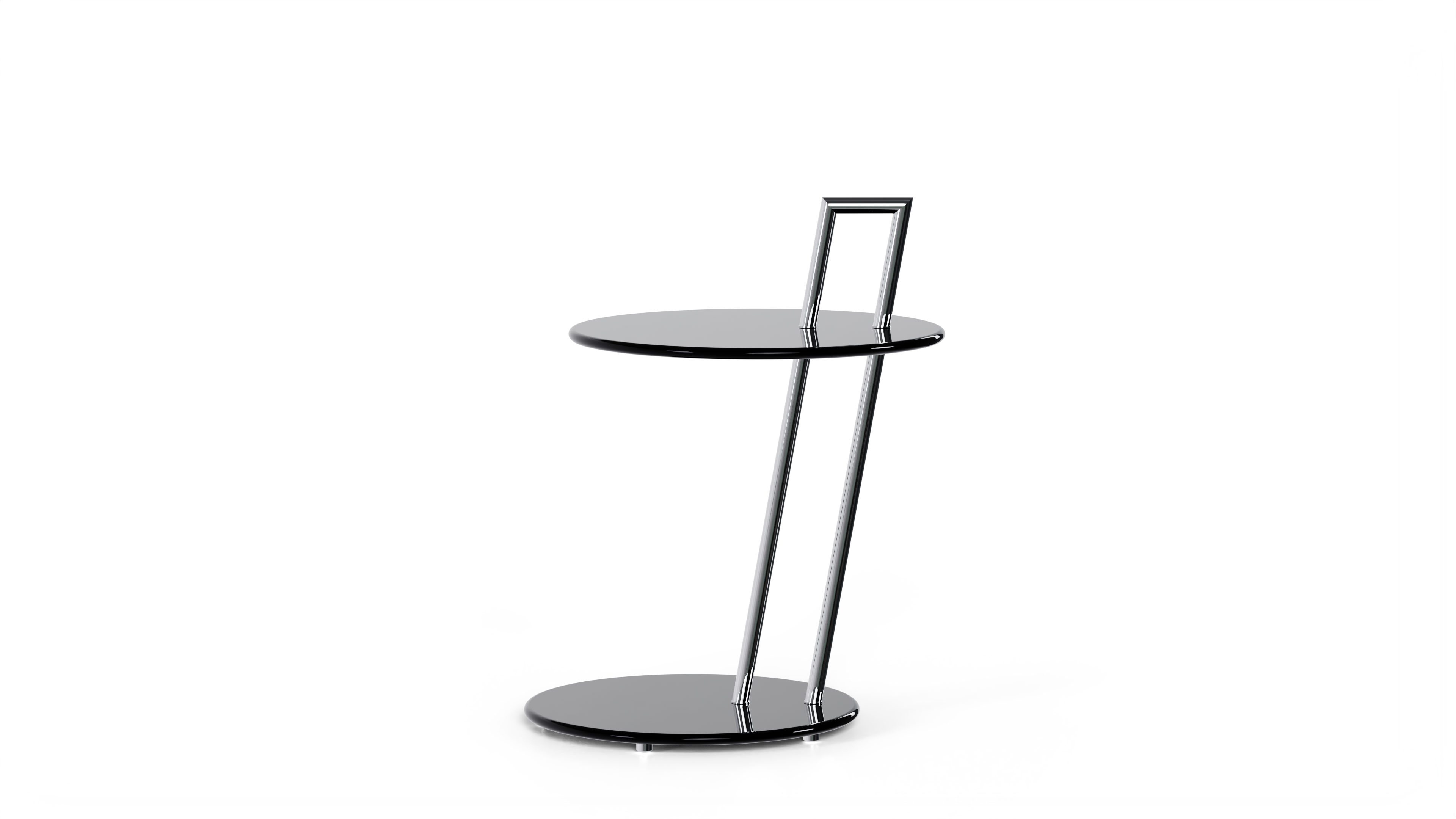 Side view of Eileen Gray Occasional Round Table style by Archetype Forms, available online here in Vancouver, Canada.