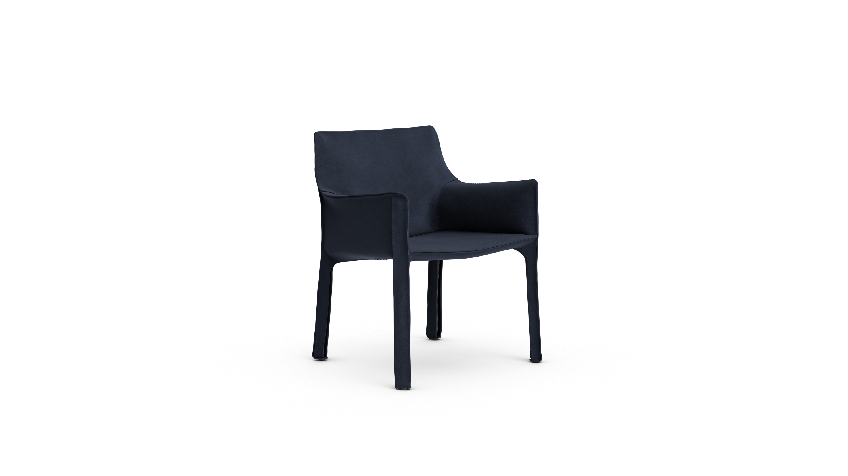 Mario Bellini Cab 413 Armchair Dining Chair in Fathom Blue Suede - Available at Archetype Forms in Tsawwassen, BC