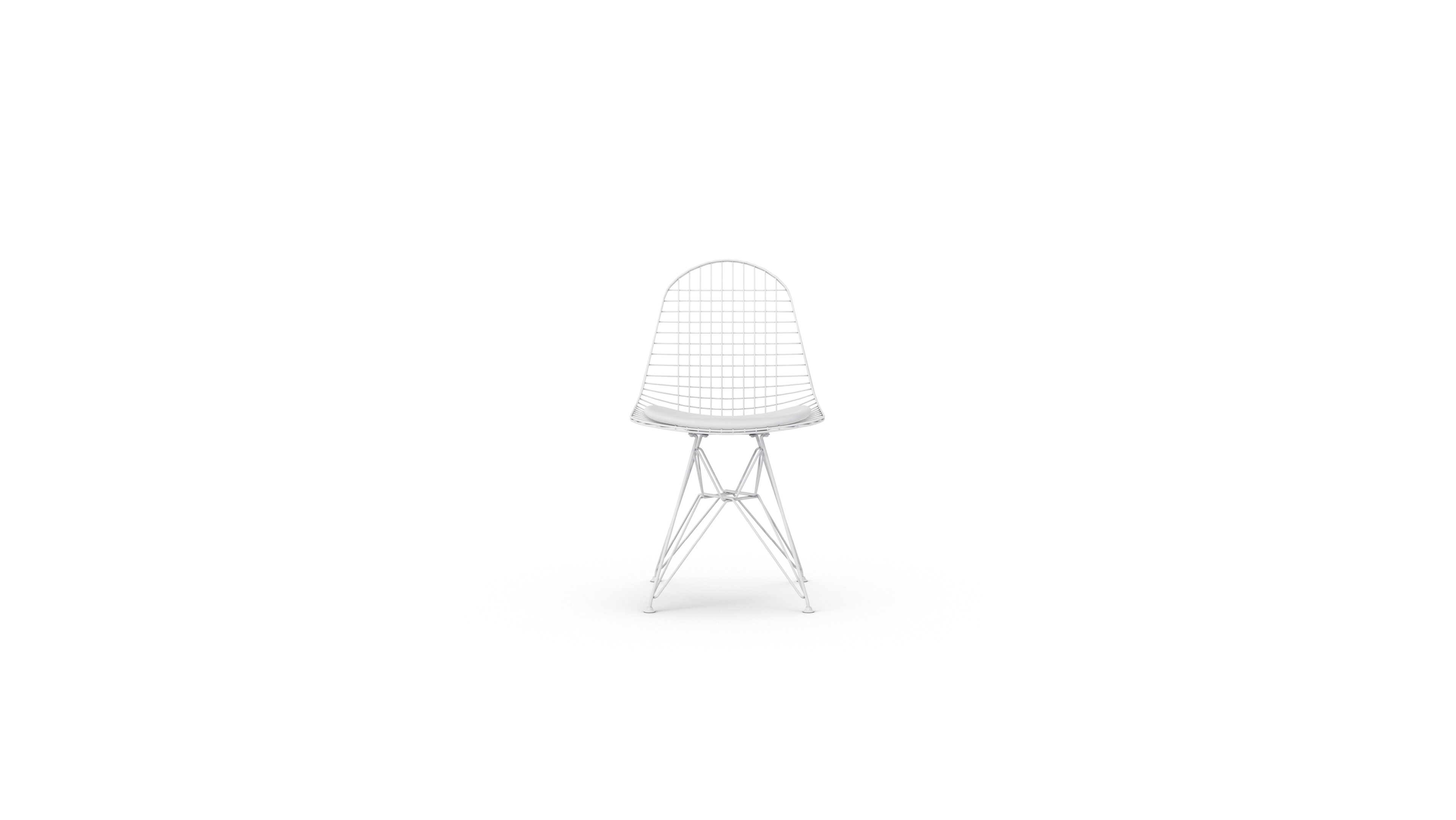 Wire Base DKR-5 Eiffel Wire Side Chair Upholstered Seat Reproduction by Archetype Forms - Charles & Ray Eames - Desktop Hero