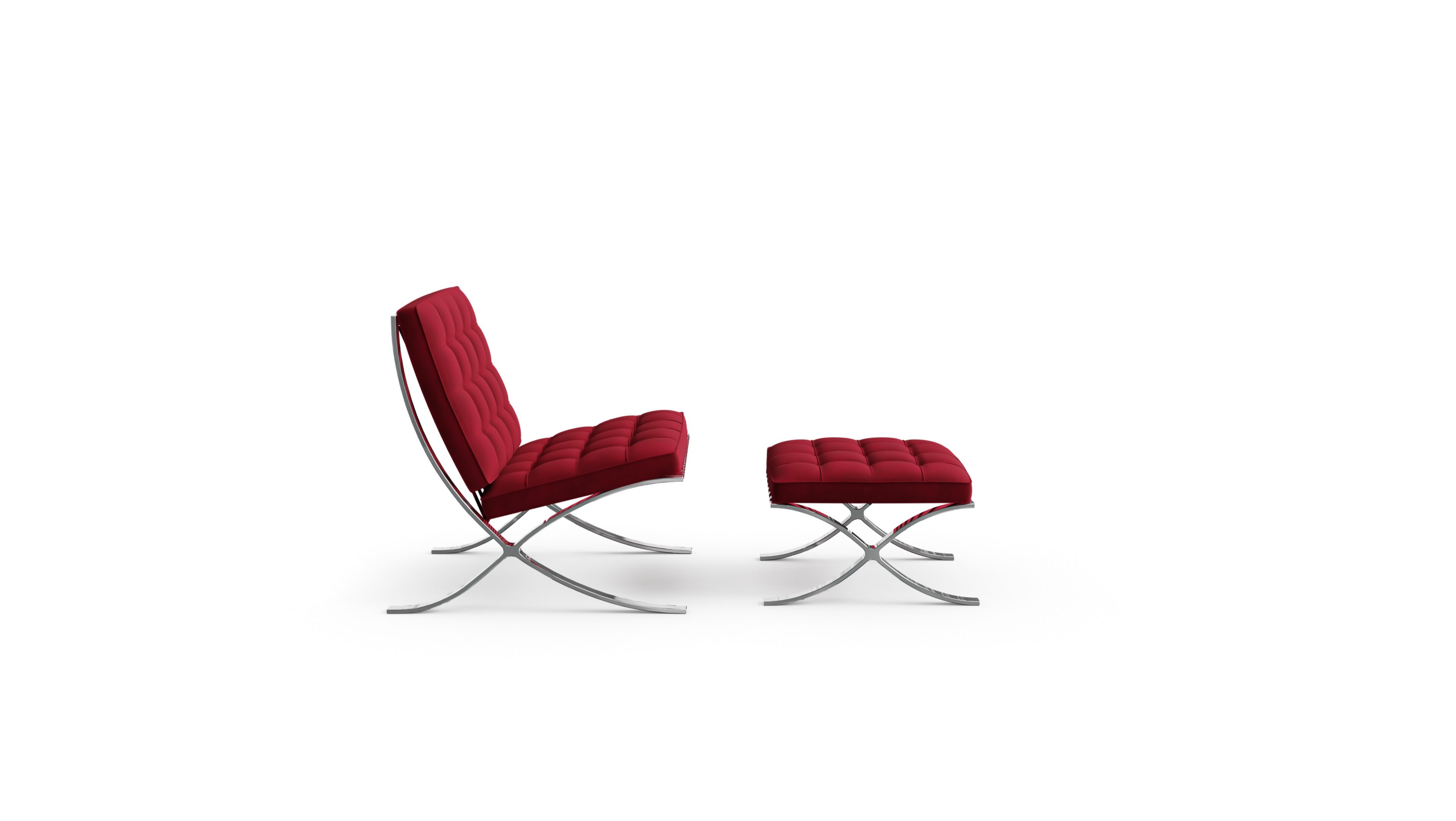 Barcelona Style Chair Lounge Chair & Ottoman 250L, MR90, MR90B, 251Y Reproduction by Archetype Forms - Mies van der Rohe - Hero Image