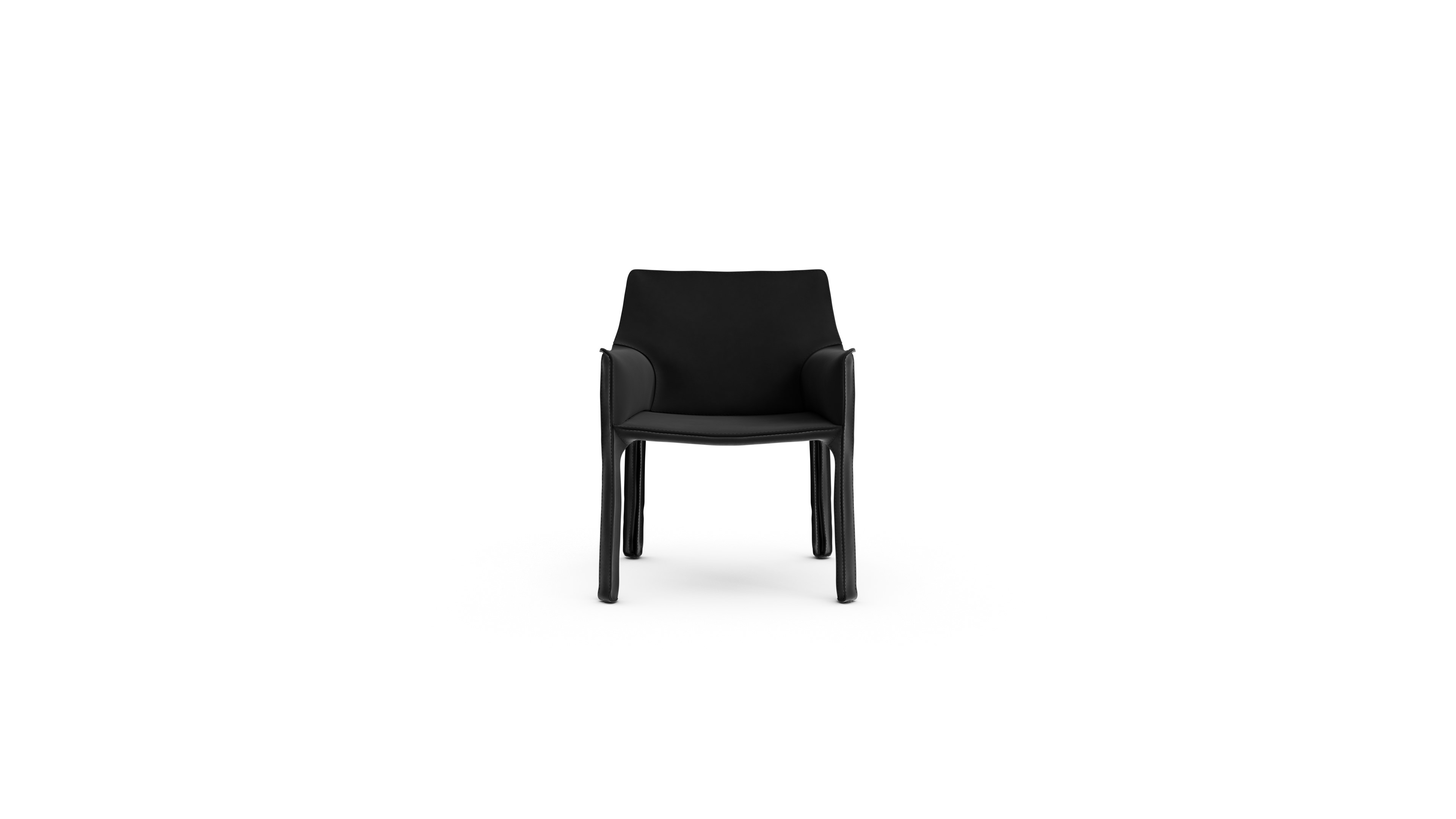 Cab 413 Cowhide Armchair 413 1977 Reproduction by Archetype Forms - Mario Bellini - Hero Image in Black Suede