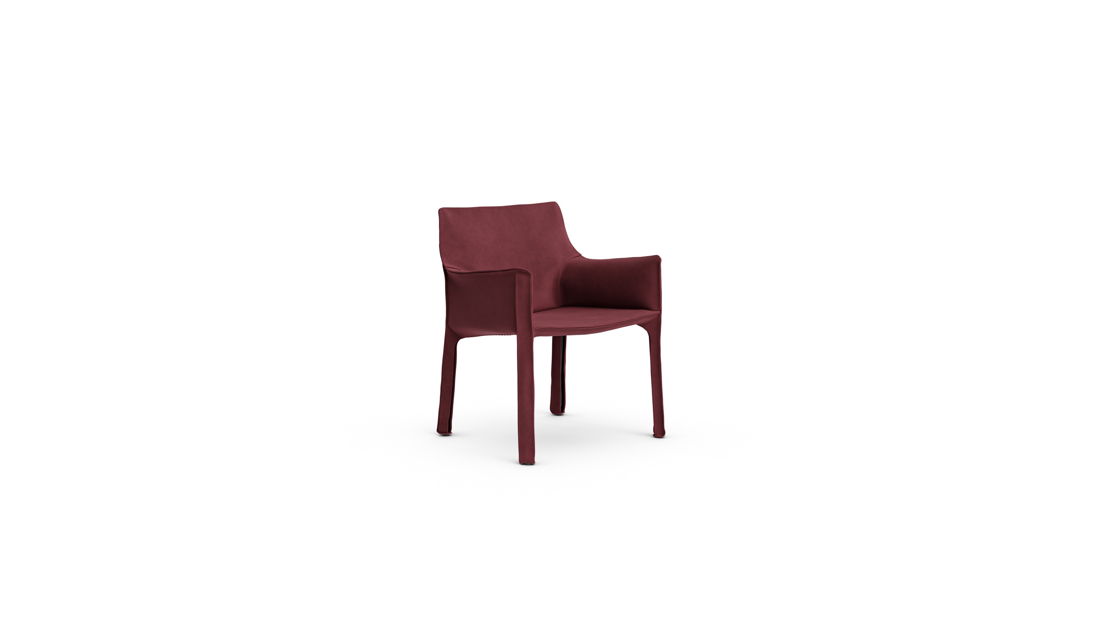 Cab 413 Cowhide Armchair 413 1977 Reproduction by Archetype Forms - Mario Bellini - Hero Image in Burgundy Suede