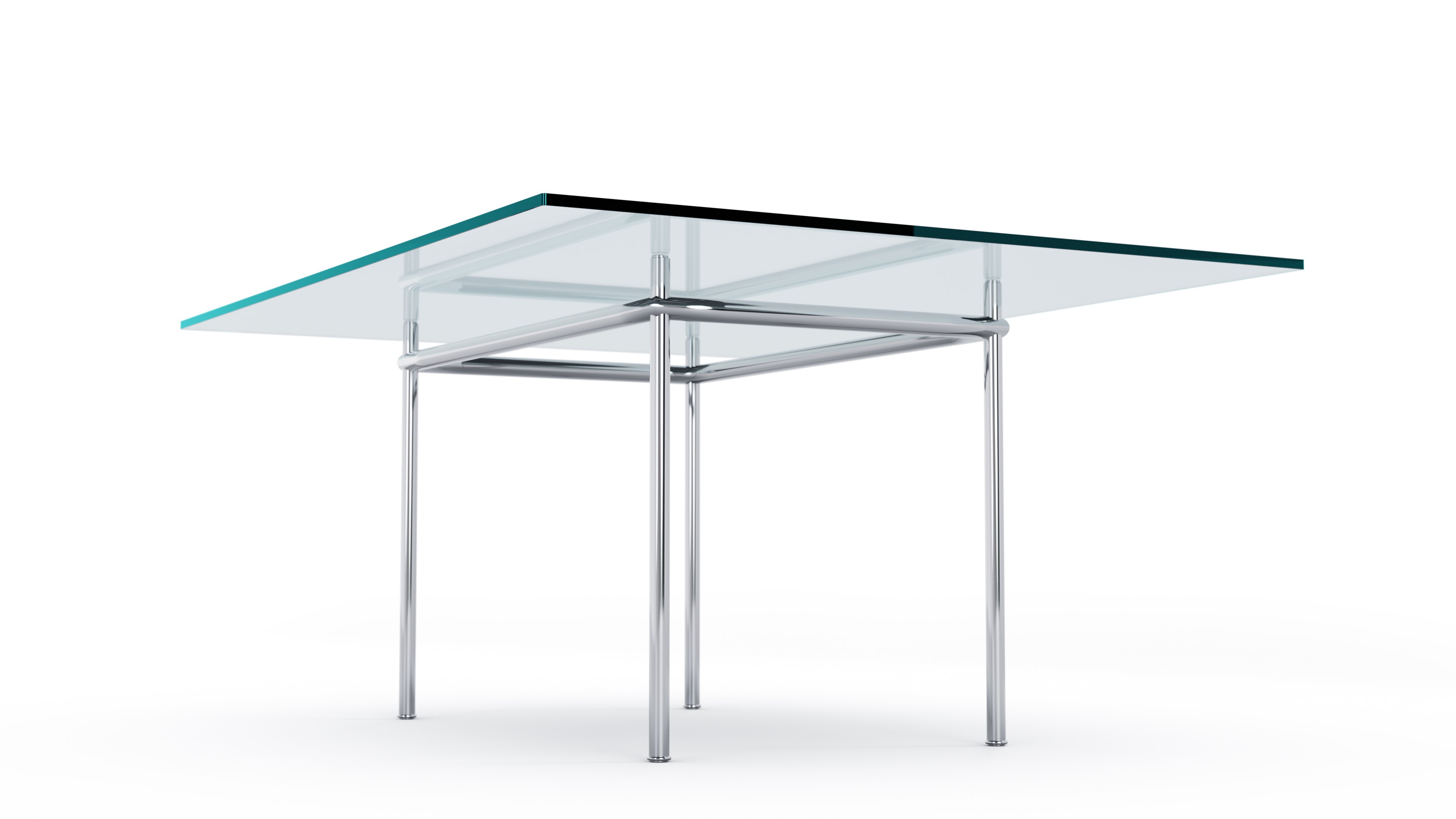 LC12 Table La Roche Glass Top Dining Table Large 160x120 1925 Reproduction by Archetype Forms - Le Corbusier - Side-View