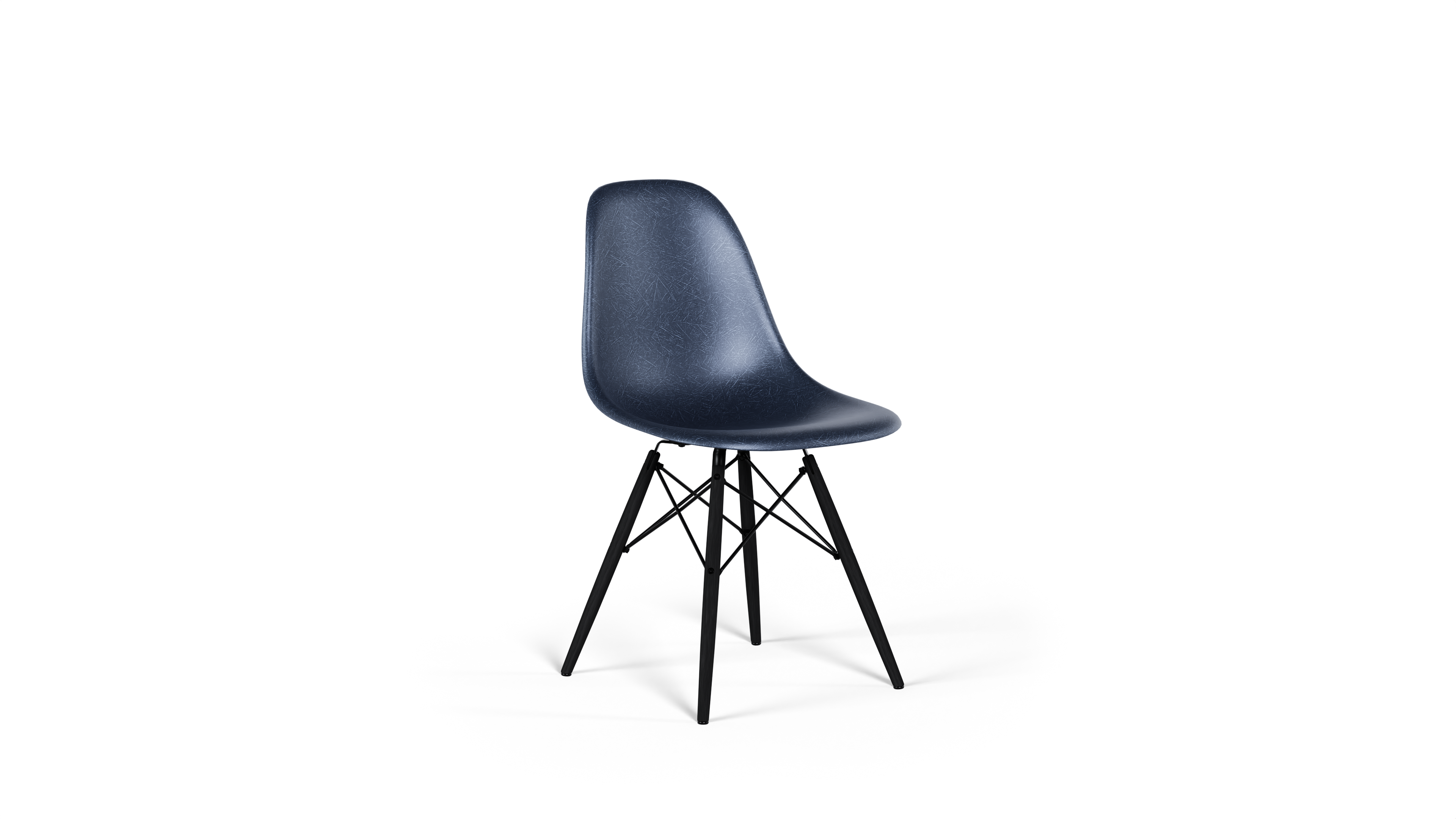 Hero Image of the molded Fiberglass Side Chair: Dowel Base DFSW by Charles and Ray Eames, designed by Charles and Ray Eames, available online in Canada. Made by Archetype Forms.