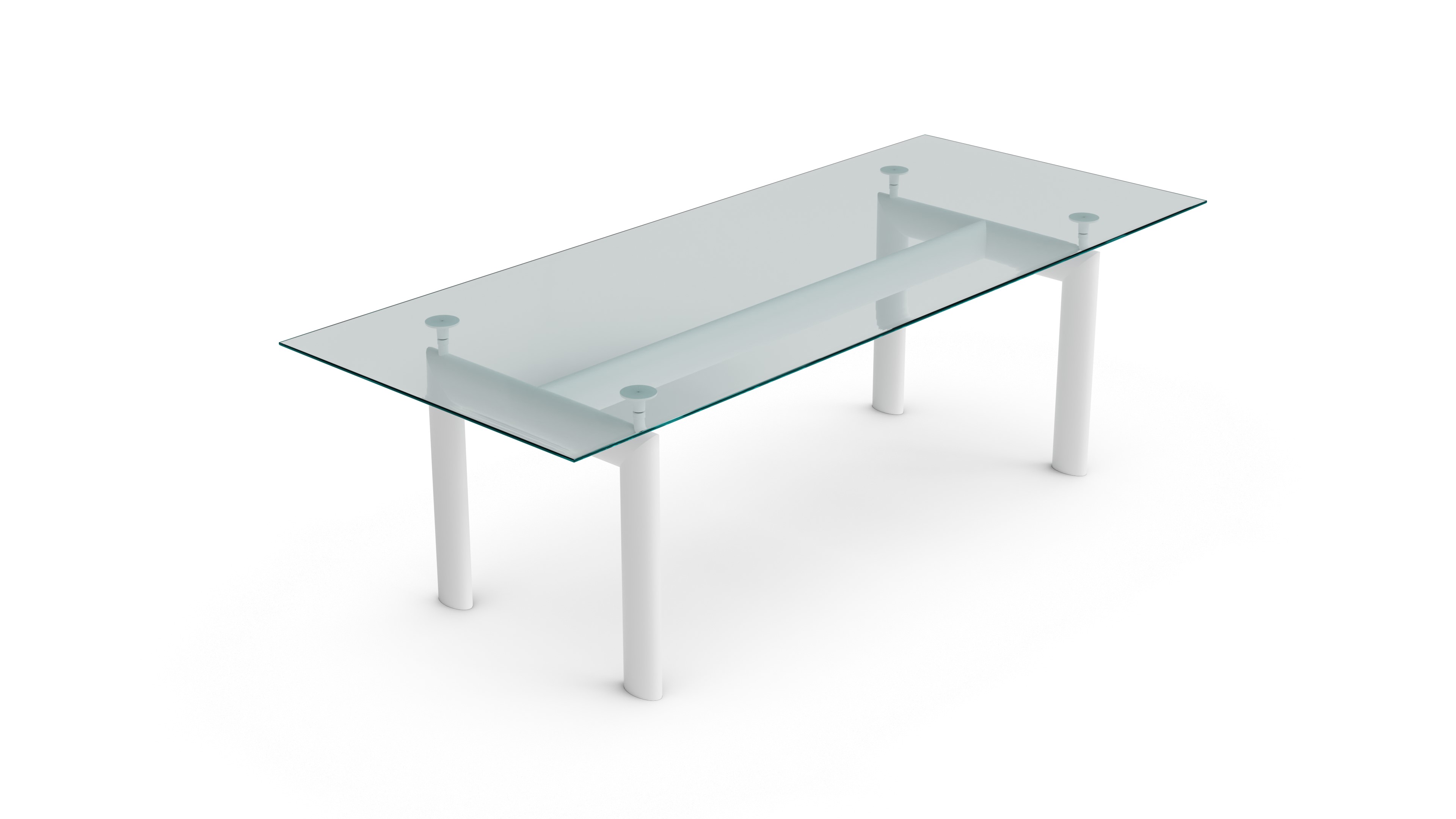 LC6 Table Tube d'Avion Dining Table Glass Top 1928 by Le Corbusier, Archetype Forms, Vancouver BC, Canada.