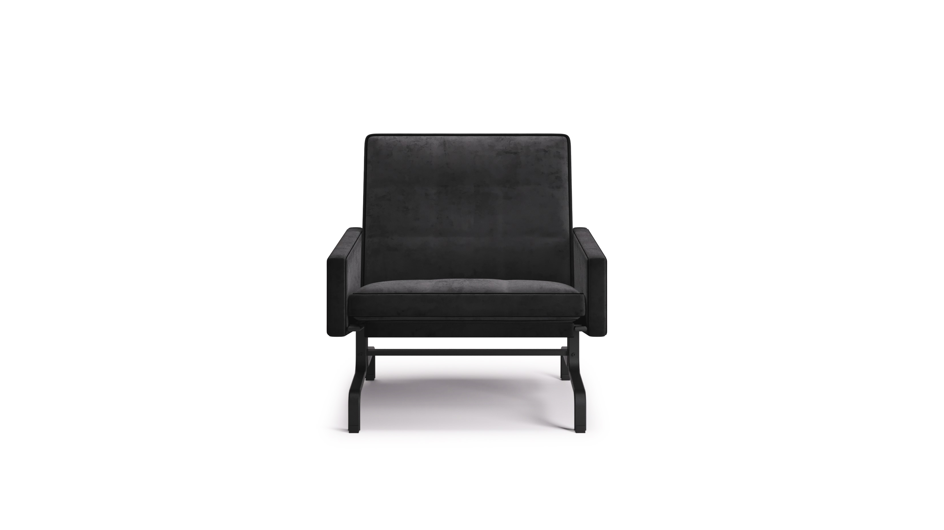 Reproduction of the Poul Kjærholm Model 31 1-Seat Easy Chair by Poul Kjærholm Shown in Dark Grey Iron Suede