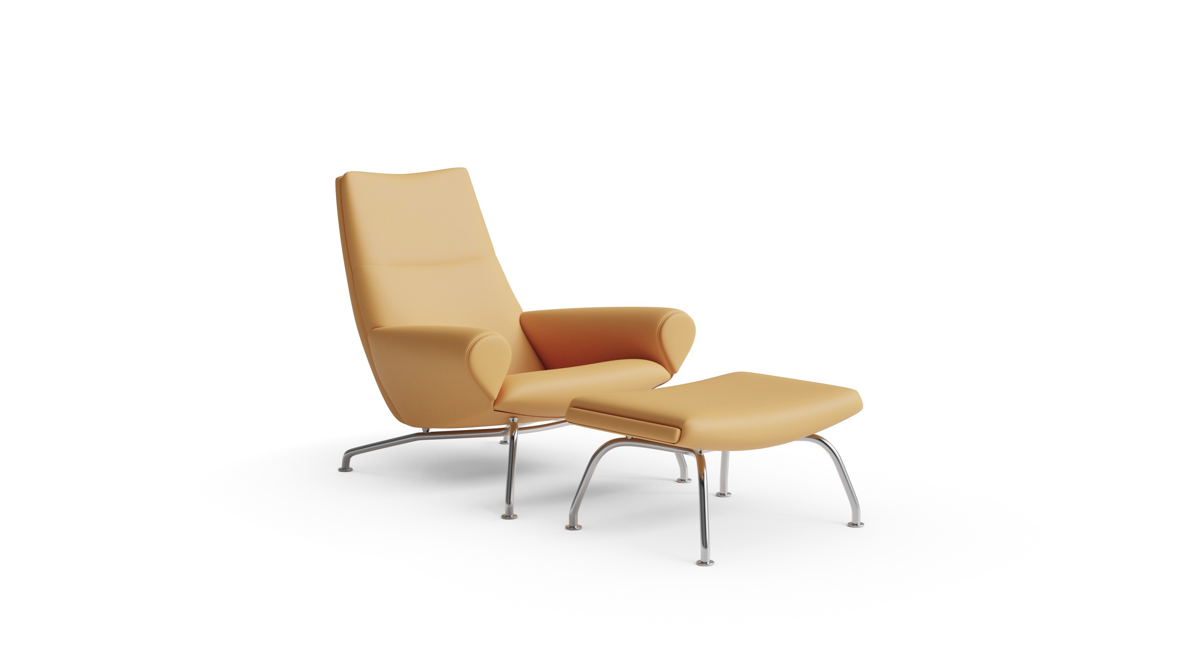 1010 Queen Chair & 1002 Ox & Queen Ottoman Reproduction by Archetype Forms - Hans Wegner - Front View, Leather